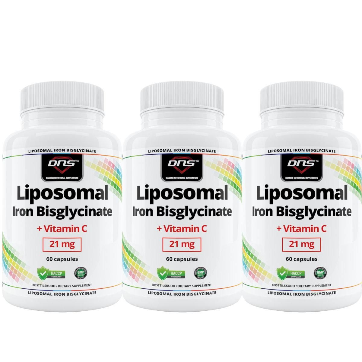 3-pack Liposomal Iron Bisglycinate + Vitamin C - 3 x 60 kapsler