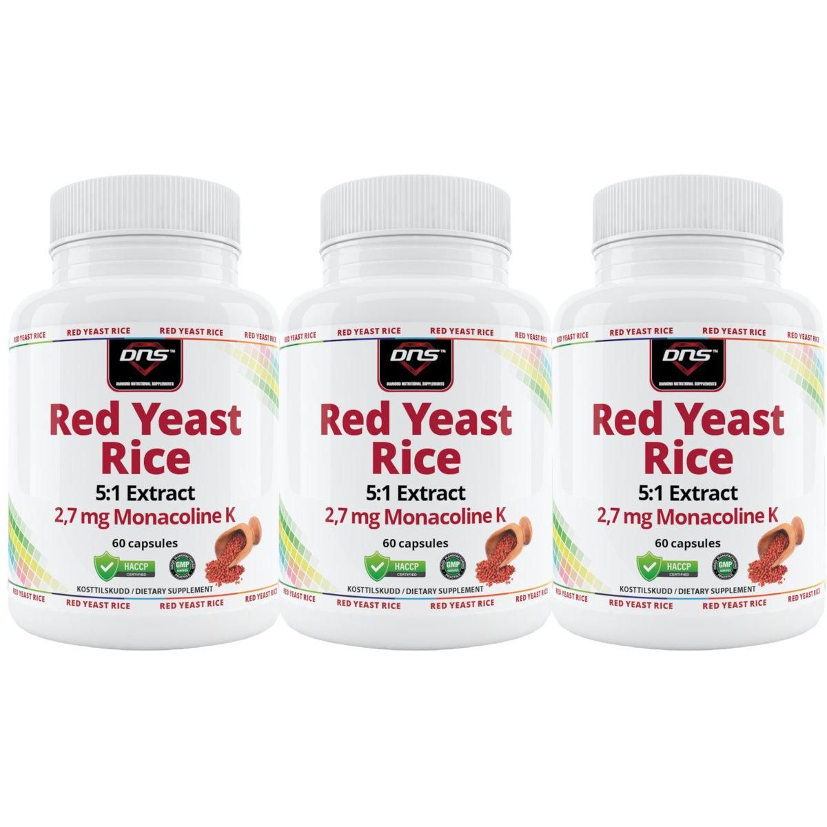 3-pack Red Yeast - Rødgjæret ris - 3 x 60 kapsler