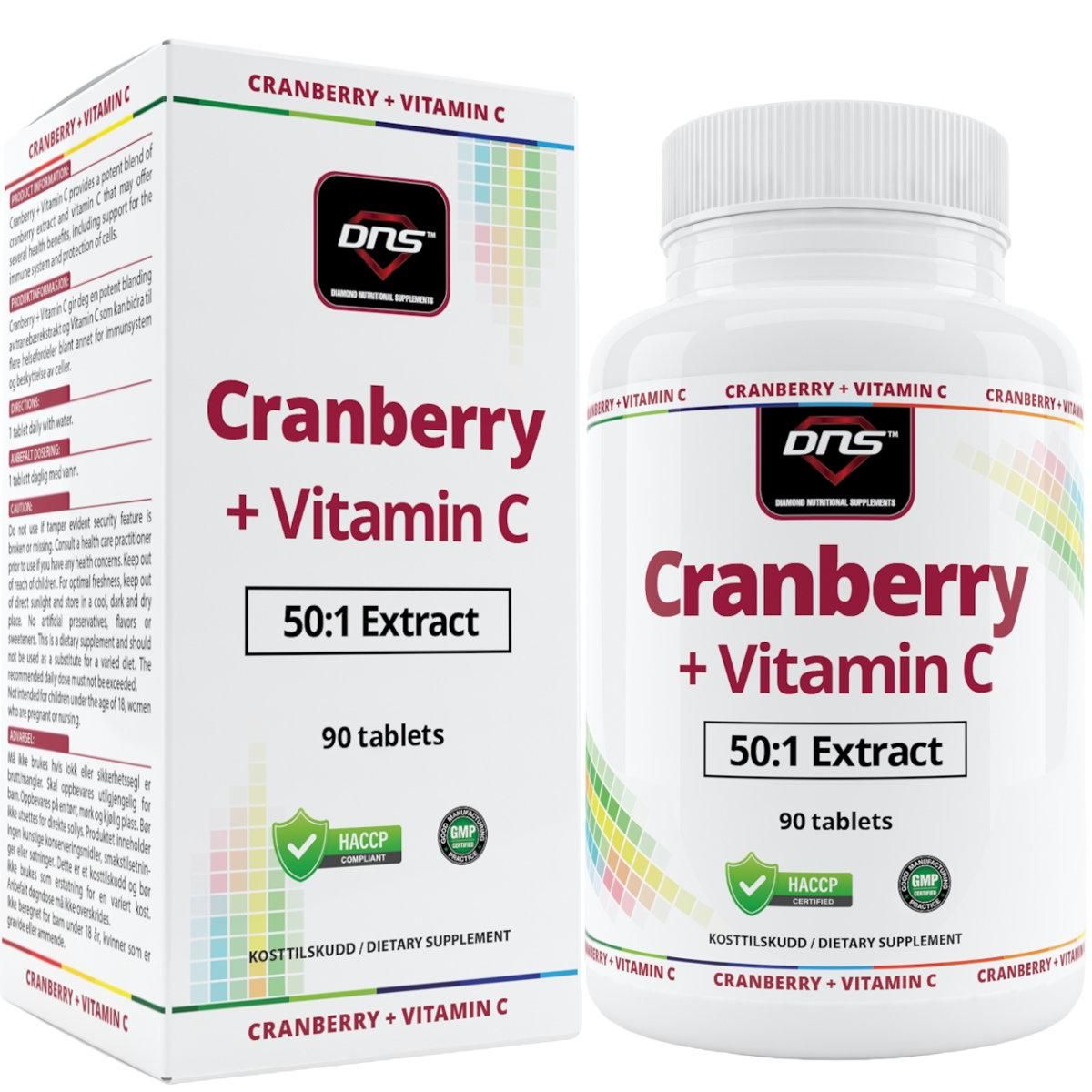 Cranberry (Tranebær) + Vitamin C - 90 tabletter