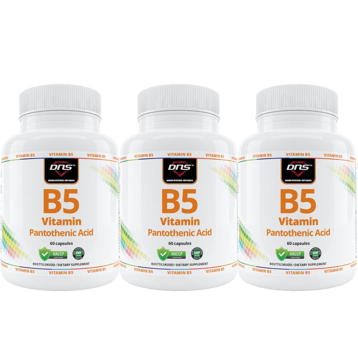 3-pack Vitamin B5 Pantotensyre - 3 x 60 kapsler