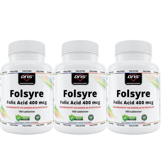 Hovedbilde 3-pack Folsyre (vitamin B9) - 400 mcg - 3 x 180 tabs
